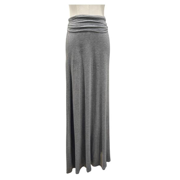 Gray Modal Maxi Skirt XL Soft Stretch Foldover Waist Soft Stretch Boho Louge - Picture 1 of 6